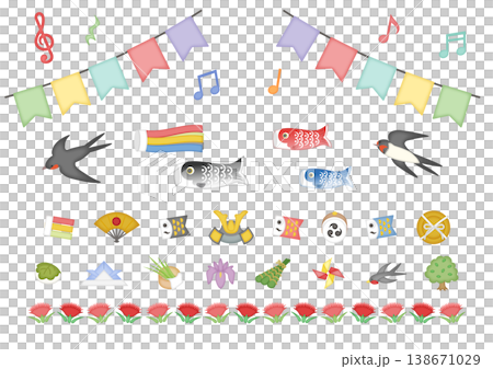 5月に使えるかわいい飾り罫のセット 138671029