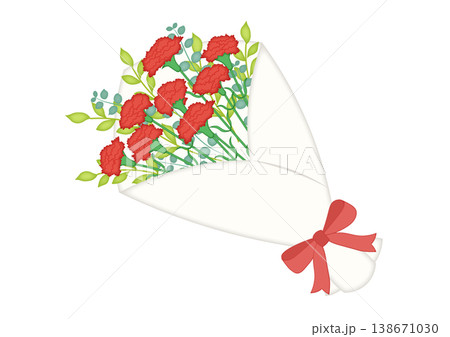 赤いカーネーションの花束のイラスト 138671030