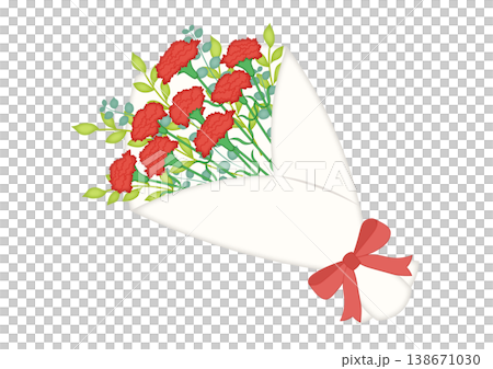 赤いカーネーションの花束のイラスト 138671030