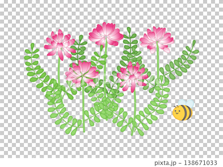 Cute illustration of a bee and lotus flower Cute illustration of a bee and lotus flower 138671033