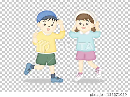 帽子をかぶった男の子と女の子のイラスト 138671039