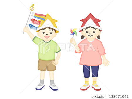 こどもの日の男の子と女の子のイラスト 138671041