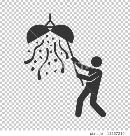 くす玉を割る人物のシルエットアイコン くす玉を割る人物のシルエットアイコン 138672194