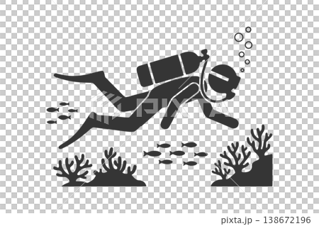 潛水員剪影圖標 138672196