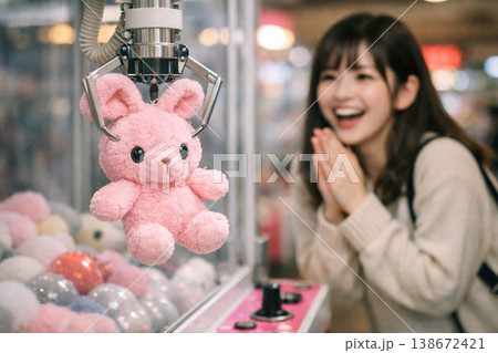 クレーンゲームを楽しんでいる女性 138672421