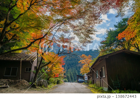 新城市の鳴沢の滝周辺の紅葉の風景(愛知県) 新城市の鳴沢の滝周辺の紅葉の風景(愛知県) 138672443