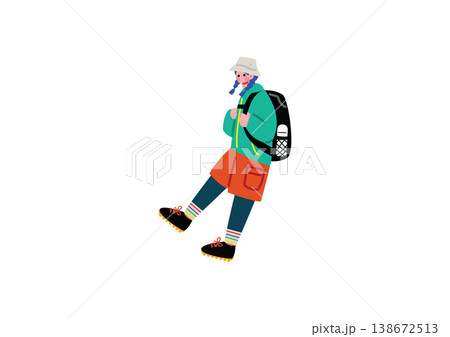 可愛いアウトドア好きの女の子のイラスト 138672513