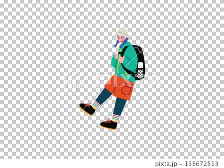 可愛いアウトドア好きの女の子のイラスト 138672513