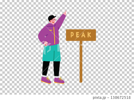 An illustration of a boy taking a commemorative photo at the mountaintop. An illustration of a boy taking a commemorative photo at the mountaintop. 138672518