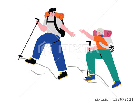 山登りをする男女のイラスト 138672521