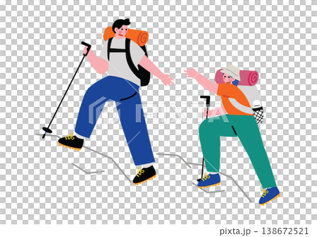 山登りをする男女のイラスト 138672521