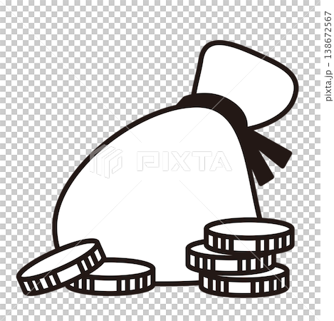 ファンタジー金貨の袋のゲームアイコン素材（RPG・UI対応） 138672567