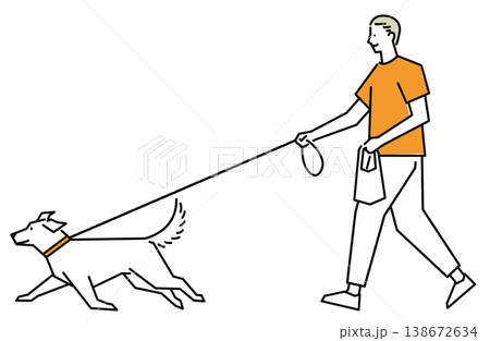 愛犬の散歩をする男性 138672634