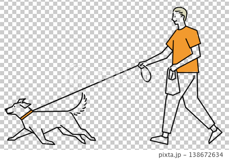 愛犬の散歩をする男性 138672634