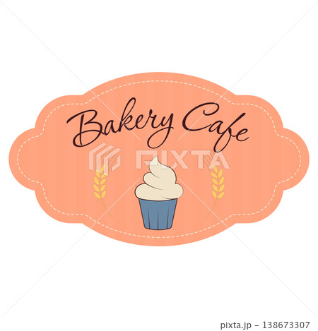 bakery cafe label with cupcake bakery cafe label with cupcake 138673307
