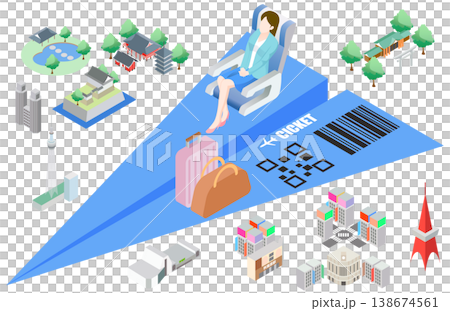 紙飛行機で東京上空を飛ぶ旅行 紙飛行機で東京上空を飛ぶ旅行 138674561