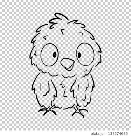 Furry bird standing in shock expression cartoon outline illustration Furry bird standing in shock expression cartoon outline illustration 138674686