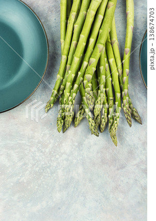 Seasonal spring vegetable, green asparagus spears. 138674703