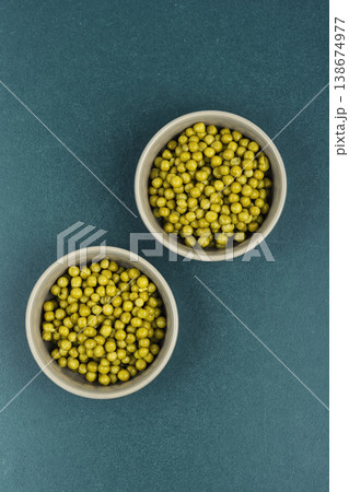 Canned Green Peas in Bowl, Simple Food Concept Canned Green Peas in Bowl, Simple Food Concept 138674977