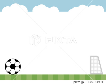 シンプルなサッカーボールとサッカーゴールのフレーム素材 138674991
