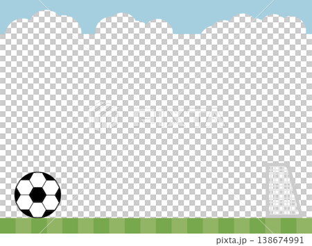 シンプルなサッカーボールとサッカーゴールのフレーム素材 138674991