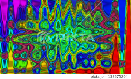 Vibrant abstract background featuring distorted colorful waves and psychedelic neon patterns. Digital art with liquid flow effect and intense hues. Vibrant abstract background featuring distorted colorful waves and psychedelic neon patterns. Digital art with liquid flow effect and intense hues. 138675294