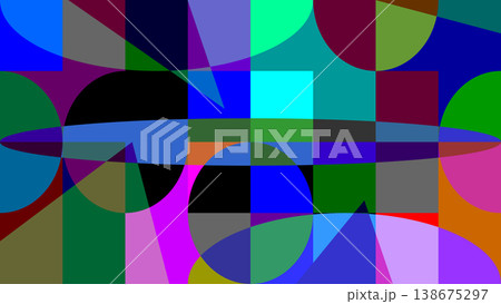 Abstract geometric background with overlapping colorful shapes, including circles, triangles, and rectangles in a vibrant, modern mosaic pattern for creative design projects. Abstract geometric background with overlapping colorful shapes, including circles, triangles, and rectangles in a vibrant, modern mosaic pattern for creative design projects. 138675297