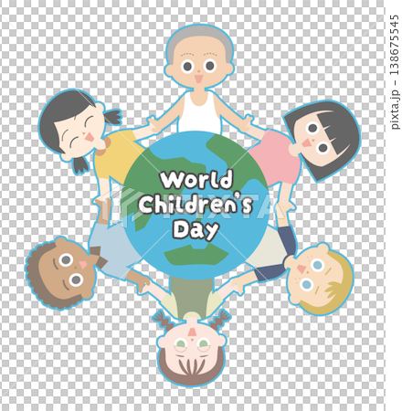 世界子どもの日をイメージしたアイコン素材。世界中の子どもが守られてほしい思いを絵にしました 世界子どもの日をイメージしたアイコン素材。世界中の子どもが守られてほしい思いを絵にしました 138675545