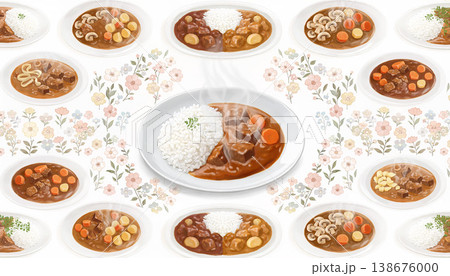 ビーフシチューとライスの盛り付け 138676000