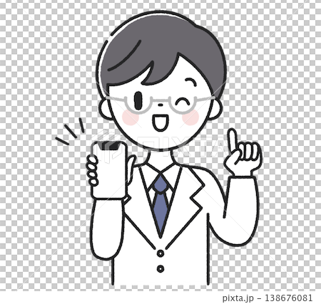 スマホを持った指差しポーズの男性医師 スマホを持った指差しポーズの男性医師 138676081