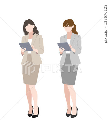 タブレット端末を使用しているビジネスパーソンのイラスト素材 ベクター 女性 OL タブレット端末を使用しているビジネスパーソンのイラスト素材 ベクター 女性 OL 138676125