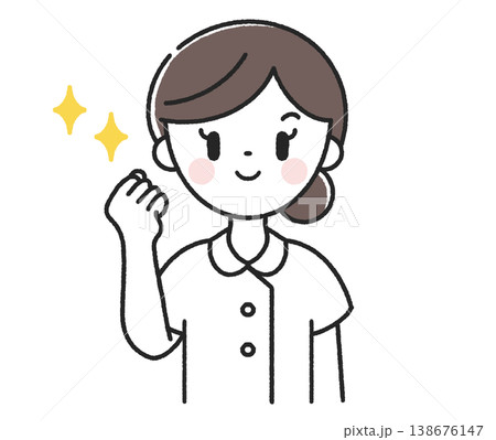 ガッツポーズをする女性看護師 138676147