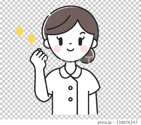 ガッツポーズをする女性看護師 138676147