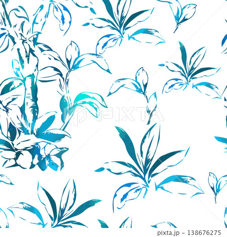 Blue flowers on a white background. Seamless pattern. Hand drawn. Not AI, vector illustration. Blue flowers on a white background. Seamless pattern. Hand drawn. Not AI, vector illustration. 138676275