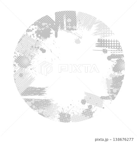 The background is gray blots round frame. Hand drawn. Not AI, vector illustration. The background is gray blots round frame. Hand drawn. Not AI, vector illustration. 138676277