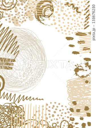 Beige abstract background A4. Hand drawn. Not AI, vector illustration. 138676280