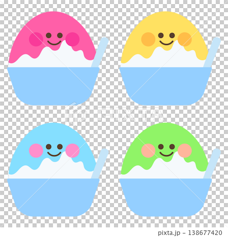 四種顏色的可愛刨冰 138677420