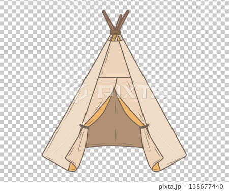一幅米色天然印第安帳篷的插圖。 138677440
