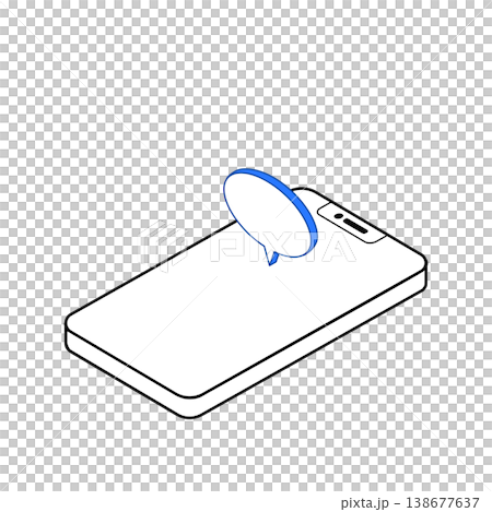 智慧型手機和對話氣泡(藍色)的等距插圖 智慧型手機和對話氣泡(藍色)的等距插圖 138677637