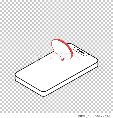 スマホと吹き出しのアイソメトリックイラスト（赤） 138677638