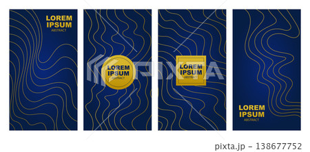 Luxury art deco wave pattern set, dark blue and copper abstract wavy lines, elegant posters, banners, flyers, textures and ornaments with text in a vector illustration Luxury art deco wave pattern set, dark blue and copper abstract wavy lines, elegant posters, banners, flyers, textures and ornaments with text in a vector illustration 138677752