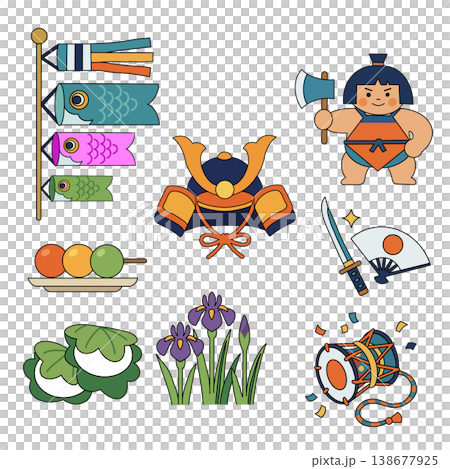 こどもの日のかわいい手描きイラスト素材 138677925