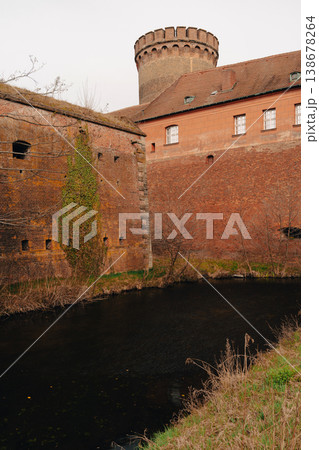 Citadel Spandau brick fortress walls and moat during Easter Knight Festival 138678264