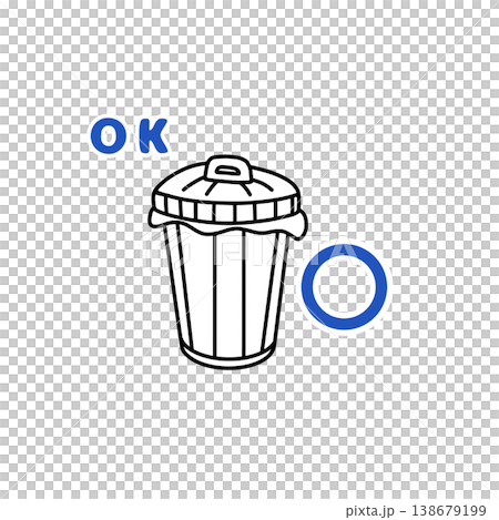ゴミ箱のふたを閉める 衛生管理 OK イラスト 食中毒予防 138679199