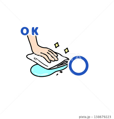 清潔な布巾 OK 衛生管理 イラスト 比較 清潔な布巾 OK 衛生管理 イラスト 比較 138679223