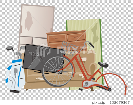 非加熱垃圾和體積較大的垃圾示意圖。 138679367