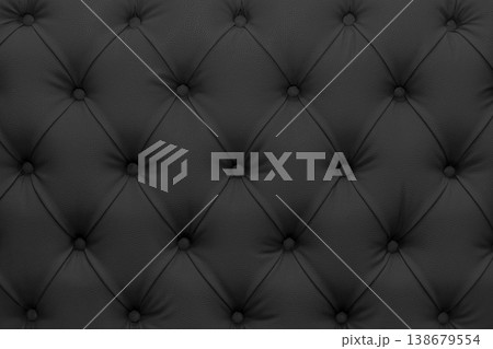 Black dark natural leather sofa upholstery pattern button classic texture luxury background 138679554