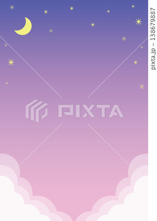 ファンタジーなグラデーションの夜空 月と星の背景素材(縦サイズ・コピースペース余白) ファンタジーなグラデーションの夜空 月と星の背景素材(縦サイズ・コピースペース余白) 138679887