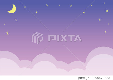 ファンタジーなグラデーションの夜空 月と星の背景素材(横サイズ・コピースペース余白) ファンタジーなグラデーションの夜空 月と星の背景素材(横サイズ・コピースペース余白) 138679888