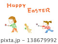 イースターの卵と子どもとうさぎ 138679992